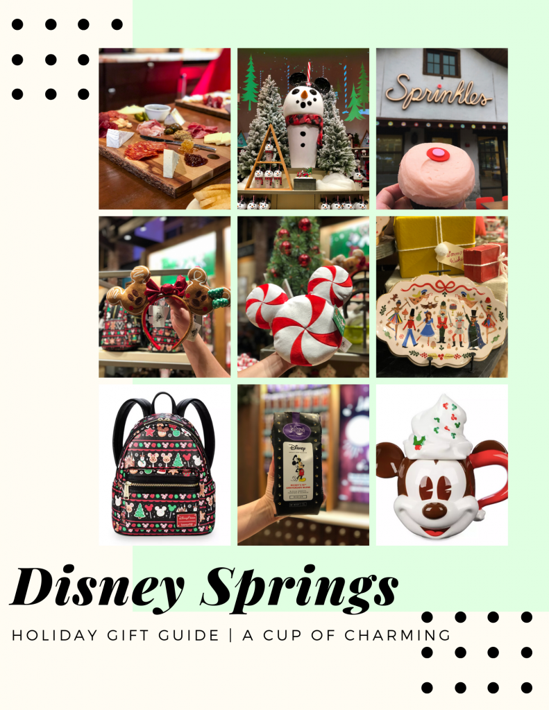 Disney Springs Gift Guide of different food items and merchandise